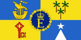 The standard of Elizabeth II, Queen of Mauritius Royal Standard of Mauritius.svg