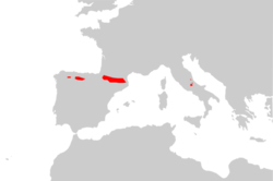 Mapa de distribución de R. pyrenaica.