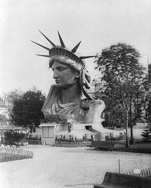 The Statue of Liberty's head, on exhibit at th...