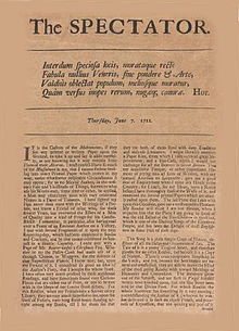 The Spectator fostered a culture of politeness among the middle-classes of early 18th century England. Spectator.jpg