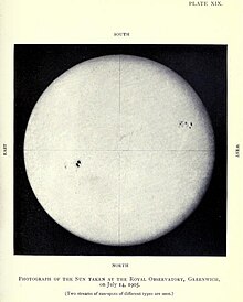 Fotografia del sol feta per Annie de Scott Dill Maunder el 14 de juliol de 1905