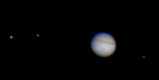 Jupiter and Galilean moons as seen through an amateur telescope