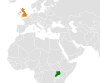 Location map for Uganda and the United Kingdom.