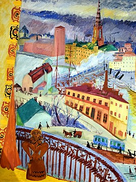 'Slussen', 1919. Trafikalt knudepunkt i Stockholm. Nationalmuseum (sv)