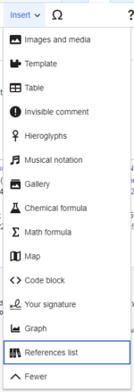 alt= Screenshot showing a dropdown menu with many items