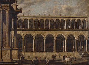 Viviano Codazzi und Domenico Gargiulo: Blick in ein antikes Gymnasion, um 1638, Öl auf Leinwand, 218 × 298 cm, Prado, Madrid