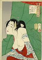 Design from Yoshitoshi's well-known series of beautiful women Fuzoku Sanjuniso (1888).