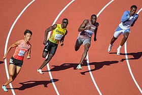 Joseph Fahnbulleh (ganz rechts, in seinem Vorlauf) erreichte Platz vier