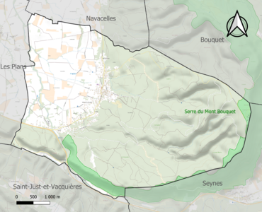 Carte de la ZNIEFF de type 1 sur la commune.