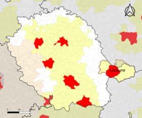 Localisation de l'aire d'attraction de Lacaune dans le département du Tarn.