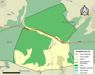 Carte en couleurs présentant l'occupation des sols.