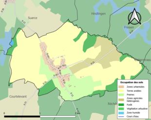 Carte en couleurs présentant l'occupation des sols.