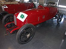 Photo d'une Alfa Romeo RLTF exposée dans un musée.