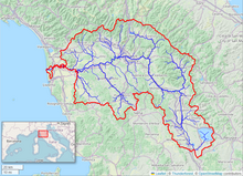 Map of the Arno River watershed. Arno watershed.png