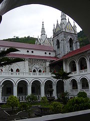court of the church Virgen de Agua Santa in Baños, Ecuador