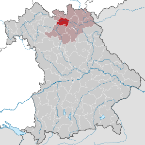 Beliggenheden af Landkreis Lichtenfels i Bayern (klikbart kort)