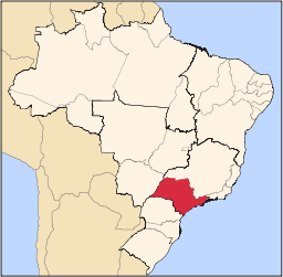Kort over Brasilien med São Paulo har markeret.