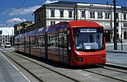 ケムニッツ中央駅前電停に停車する電車（2006年撮影）