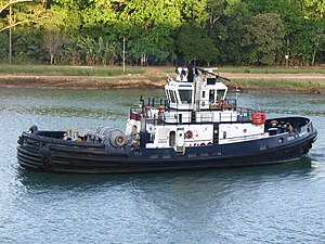 English: The Cecil F. Haynes is a tugboat belo...