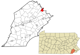 Chester County Pennsylvania incorporated and unincorporated areas Phoenixville highlighted.svg