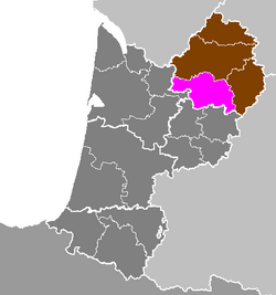 Location of Bergerac in Aquitaine