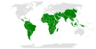 En vert, les pays membres du G77 en 2013.