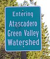 Sign marking entry into Green Valley Creek watershed
