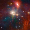 Infrared photo of the Coronet Cluster within the R CrA region. R CrA is the bright star in the center.