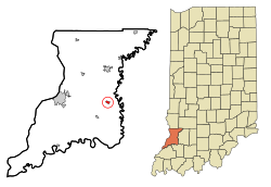 Location of Wheatland in the state of Indiana