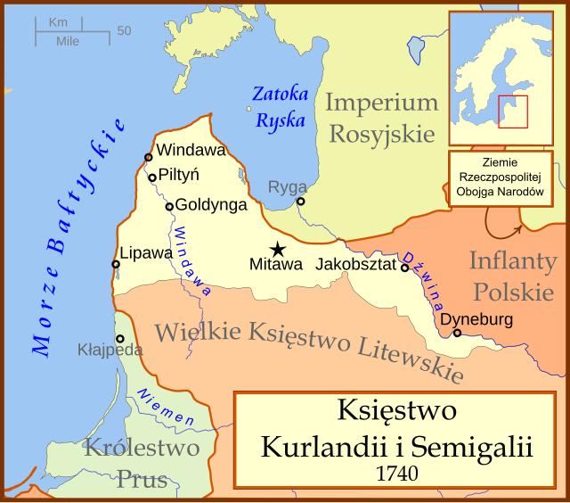 Położenie Kurlandii i Semigalii