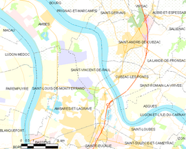 Mapa obce Saint-Vincent-de-Paul