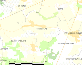 Mapa obce Courchamps