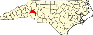 Map of North Carolina highlighting Catawba County