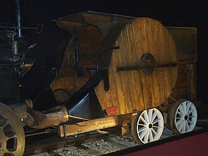 The tender of the Marc Seguin locomotive replica, with its fans and their air trunks. (More photos.)