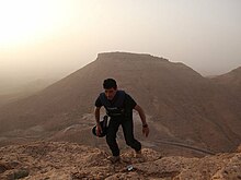 Journalist Medyan Dairieh in the Nalut mountains of western Libya during his coverage of the 2011 Libyan conflict