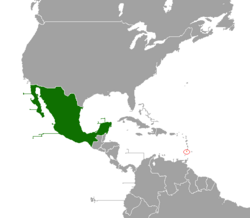 Карта с указанием местоположения Мексики и Сент-Винсента и Гренадин