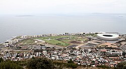 Mouille Point along the coastline with Green Point in the foreground.