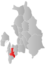 Mapa do condado de Akershus com Ås em destaque.