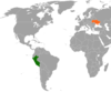 Location map for Peru and Ukraine.