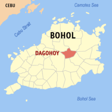 Mapa sa Bohol nga nagapakita kon asa nahamutangan ang Dagohoy