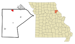 Location of Rensselaer, Missouri