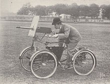 Frederick Simms in his Motor Scout, in June 1899. Simms Motor Scout from Autocar.jpg