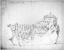 St David, 54-gun fourth-rate, built 1667, sunk 1690, by Willem van de Velde.jpg