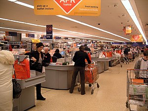 Supermarket check out, London January 2005 Aut...