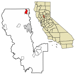 Location of Live Oak in Sutter County, California.