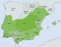 Kaart van de taifa's van Al-Andalus in 1031