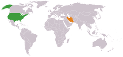 USAとIranの位置を示した地図