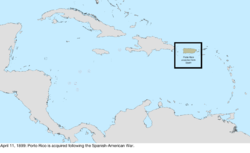Map of the change to the United States in the Caribbean Sea on April 11, 1899