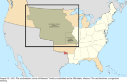 Карта перехода к Соединенным Штатам в центральной части Северной Америки 10 августа 1821 г.