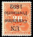 Inverted overprint (Uruguay 1892).